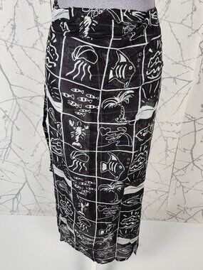 Creaciones Black Tribal Tropical Sheer Wrap Beach Cover Long Skirt